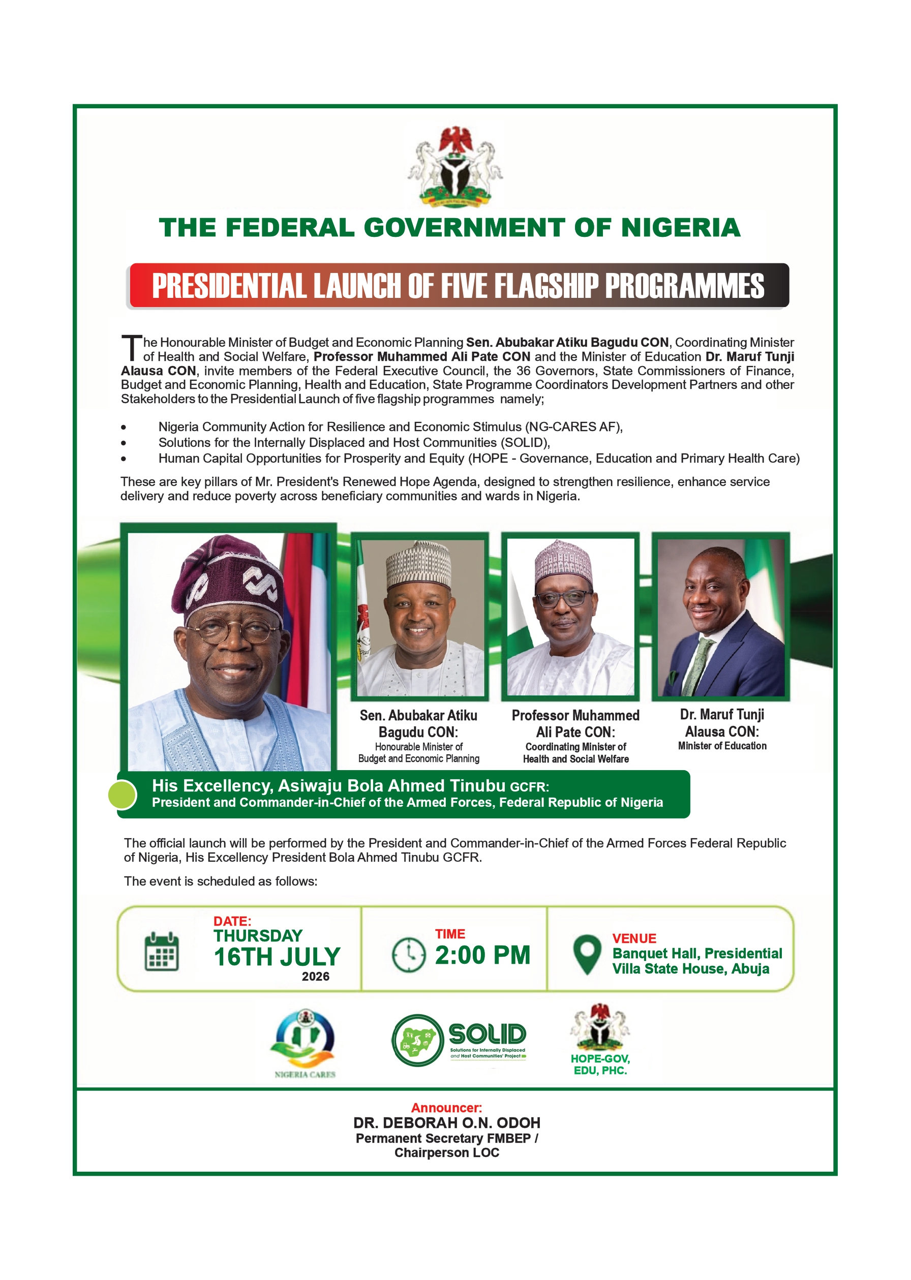 Presidential Launch of Five Flagship Programmes